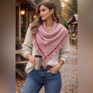 InWear Knit Triangle Shawl – Dusty Rose